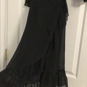 Boohoo Dresses - Black with black polka dot wrap dress Boohoo Dresses - Black with black polka dot wrap dress